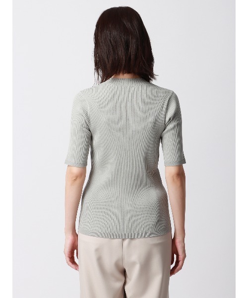 SUIT SQUARE（スーツスクエア）の「ハイネックプルオーバーリブニット 5分袖 ウォッシャブル レーヨンナイロン（ニット/セーター・レディース・ブラウン系/ベージュ系1/ベージュ系2/グリーン系・38(9号)）」の8枚目の写真