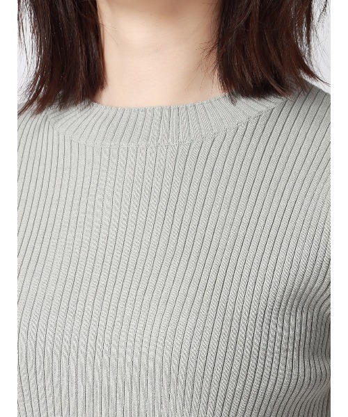 SUIT SQUARE（スーツスクエア）の「ハイネックプルオーバーリブニット 5分袖 ウォッシャブル レーヨンナイロン（ニット/セーター・レディース・ブラウン系/ベージュ系1/ベージュ系2/グリーン系・38(9号)）」の9枚目の写真