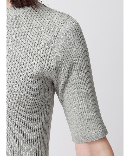 SUIT SQUARE（スーツスクエア）の「ハイネックプルオーバーリブニット 5分袖 ウォッシャブル レーヨンナイロン（ニット/セーター・レディース・ブラウン系/ベージュ系1/ベージュ系2/グリーン系・38(9号)）」の10枚目の写真