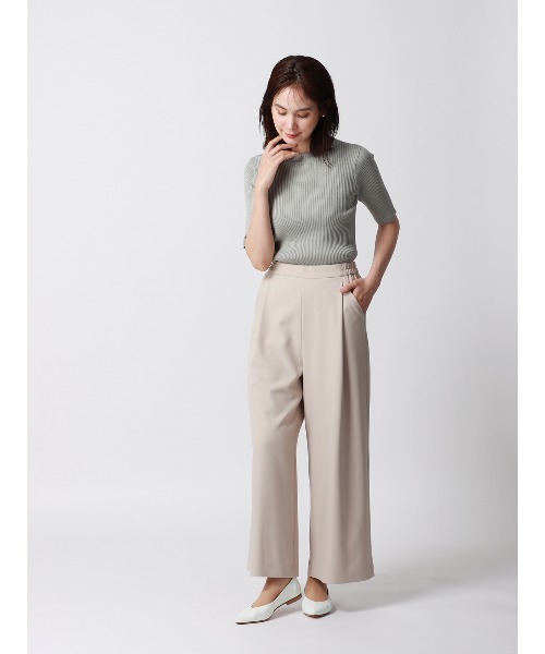 SUIT SQUARE（スーツスクエア）の「ハイネックプルオーバーリブニット 5分袖 ウォッシャブル レーヨンナイロン（ニット/セーター・レディース・ブラウン系/ベージュ系1/ベージュ系2/グリーン系・38(9号)）」の13枚目の写真