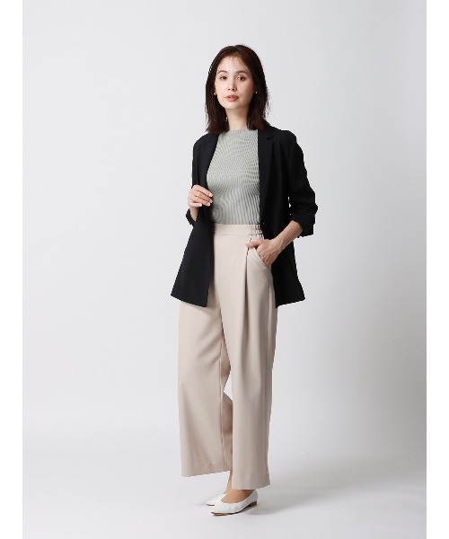 SUIT SQUARE（スーツスクエア）の「ハイネックプルオーバーリブニット 5分袖 ウォッシャブル レーヨンナイロン（ニット/セーター・レディース・ブラウン系/ベージュ系1/ベージュ系2/グリーン系・38(9号)）」の15枚目の写真