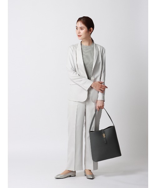 SUIT SQUARE（スーツスクエア）の「ハイネックプルオーバーリブニット 5分袖 ウォッシャブル レーヨンナイロン（ニット/セーター・レディース・ブラウン系/ベージュ系1/ベージュ系2/グリーン系・38(9号)）」の16枚目の写真