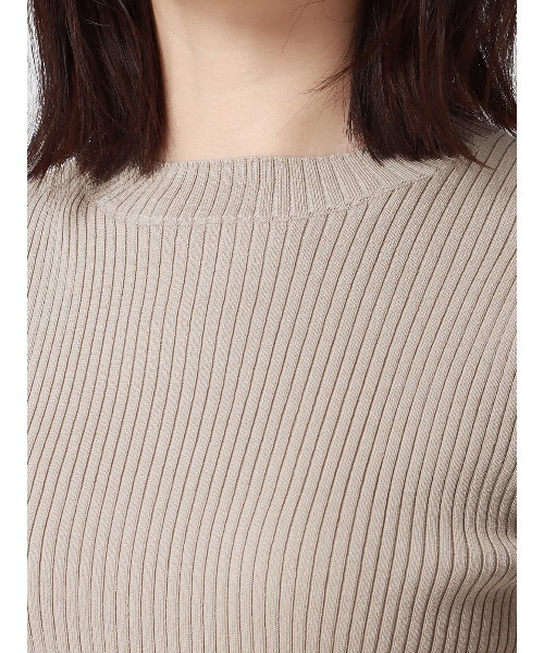 SUIT SQUARE（スーツスクエア）の「ハイネックプルオーバーリブニット 5分袖 ウォッシャブル レーヨンナイロン（ニット/セーター・レディース・ブラウン系/ベージュ系1/ベージュ系2/グリーン系・38(9号)）」の21枚目の写真