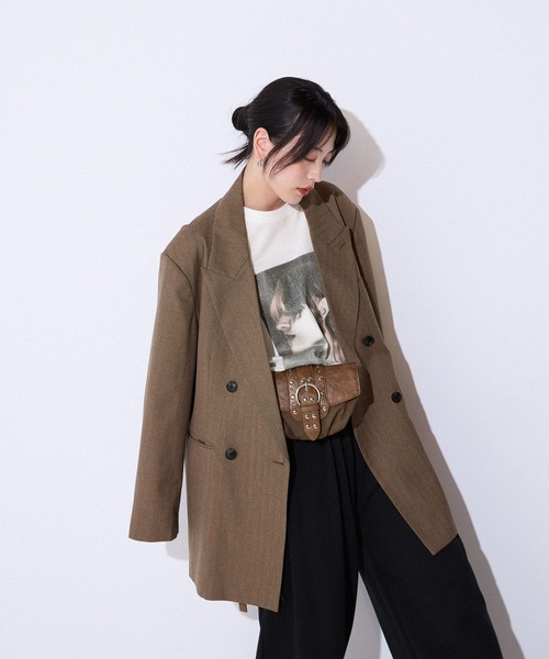 JEANASIS(ジーナシス)の「サキソニーパワショルジャケット/525969(テーラードジャケット・レディース・ブラウン/グレー/ブラック・FREE)」の3枚目の写真