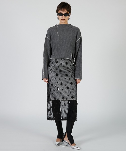 PRANK PROJECT(プランクプロジェクト)の「ベールレースレイヤードスカート / Bale Lace Layered Skirt(スカート・レディース・ブラック/ホワイト・36/38)」の7枚目の写真