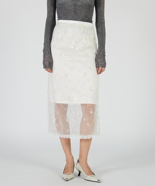 PRANK PROJECT(プランクプロジェクト)の「ベールレースレイヤードスカート / Bale Lace Layered Skirt(スカート・レディース・ブラック/ホワイト・36/38)」の9枚目の写真