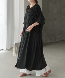 ピンタックマキシシャツワンピース ロングワンピース ワンピース 長袖