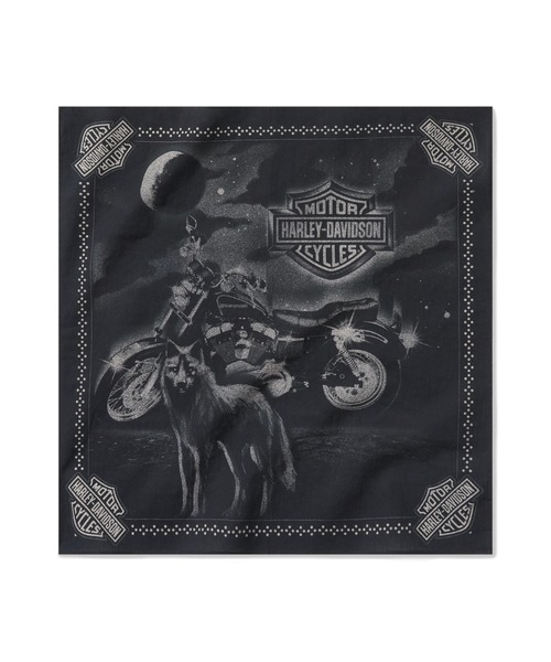 Harley-Davidson(ハーレーダビッドソン)の「ローンウルフ ローライダー バンダナ(バンダナ/スカーフ・メンズ・ブラック系その他・FREE)」の1枚目の写真