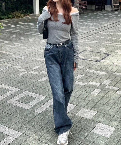 nelliy.(ネルリー)の「レース切替ボーダーオフショルダ―トップス(Tシャツ/カットソー・レディース・グレー/ブラック・MEDIUM/LARGE)」の18枚目の写真