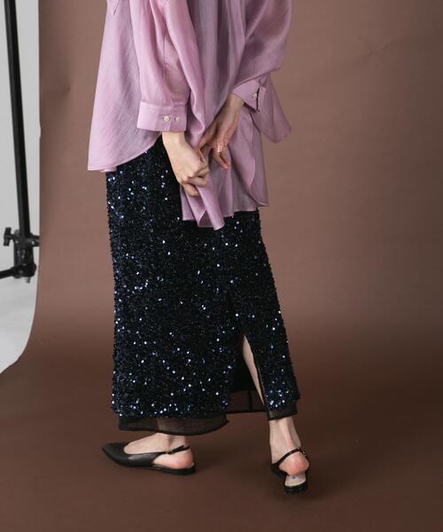 URBAN RESEARCH ROSSO WOMEN(アーバンリサーチ ロッソ)の「スパンコールレイヤードスカート(スカート・レディース・ネイビー・38)」の14枚目の写真