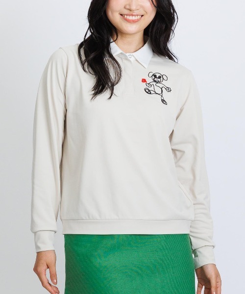 archivio(アルチビオ)の「<LADIES>チェーン刺繍速乾ポロシャツ(ポロシャツ・レディース・ブラック/ベージュ/グリーン/ブラウン・L/M/S)」の4枚目の写真