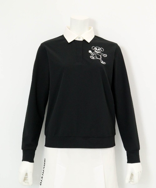 LADIES>チェーン刺繍速乾ポロシャツ 