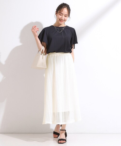 SHOO・LA・RUE（シューラルー）の「【2WAY】裏地を外してレイヤードにも! レース調スカート（スカート・レディース・ブラック/アイボリー・01/04/03/02）」の14枚目の写真
