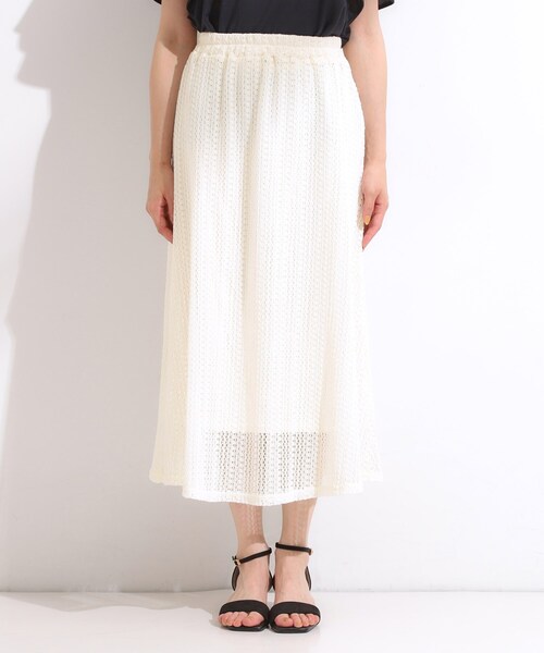 SHOO・LA・RUE（シューラルー）の「【2WAY】裏地を外してレイヤードにも! レース調スカート（スカート・レディース・ブラック/アイボリー・01/04/03/02）」の17枚目の写真
