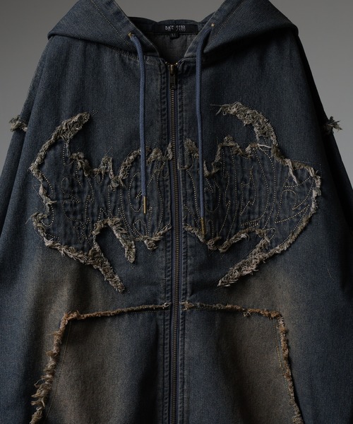 セマンティックデザイン フリンジジップパーカー サイズM ブラック グランジ セマンティックデザイン フリンジジップパーカー サイズM