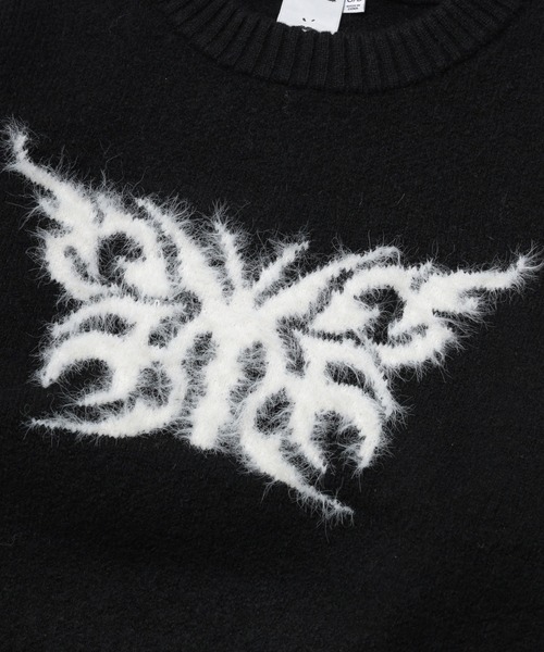 X-girl(エックスガール)の「TRIBAL BUTTERFLY KNIT TOP(ニット/セーター・レディース・ブラック/グレー・ONE SIZE)」の6枚目の写真