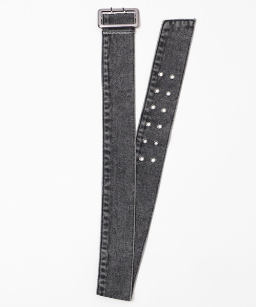 Figments（フィグメンツ）の「アイレットベルトデニムプリーツミニスカパン（スカート・レディース・ライトブルー/ブラック/ブルー系その他・SMALL/MEDIUM）」の9枚目の写真