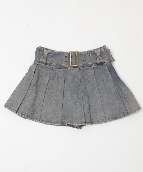 Figments（フィグメンツ）の「アイレットベルトデニムプリーツミニスカパン（スカート・レディース・ライトブルー/ブラック/ブルー系その他・SMALL/MEDIUM）」の17枚目の写真
