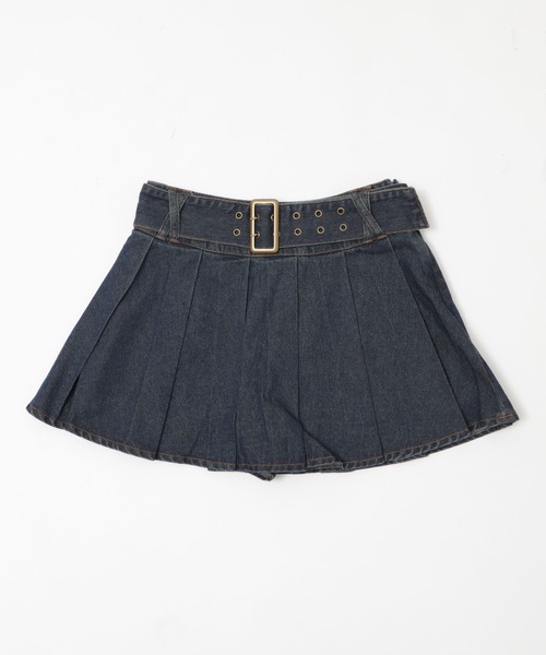 Figments（フィグメンツ）の「アイレットベルトデニムプリーツミニスカパン（スカート・レディース・ライトブルー/ブラック/ブルー系その他・SMALL/MEDIUM）」の10枚目の写真