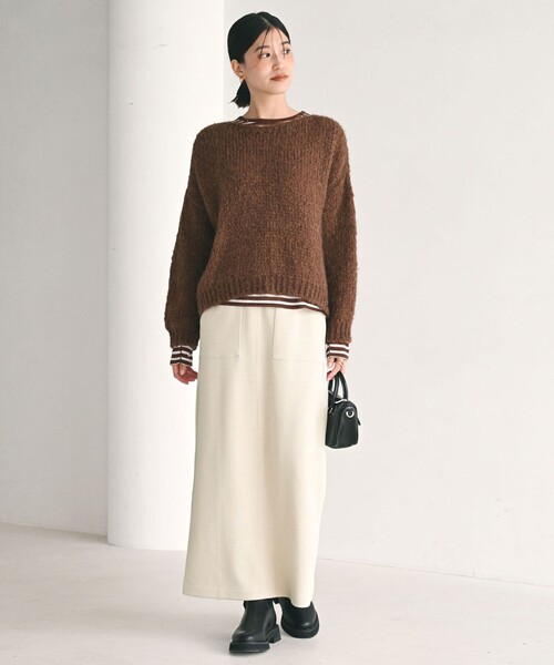 green label relaxing(グリーンレーベルリラクシング)の「【WEB限定】<at ease>ダブルフェイス タイト スカート(スカート・レディース・ブラック/ナチュラル・FREE)」の11枚目の写真