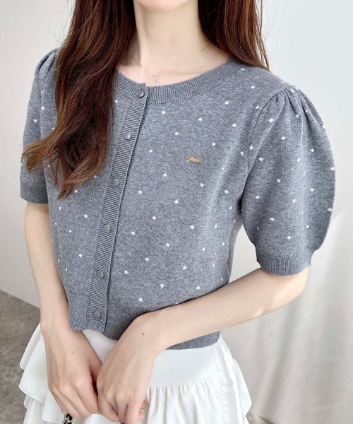 INGNI（イング）の「ドット柄ジャガード半袖ニットカーディガン（カーディガン/ボレロ・レディース・ホワイト×ブラック/グレー系3/ブラック×ホワイト・M）」の3枚目の写真