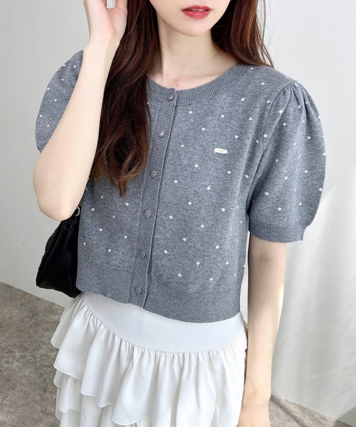 INGNI（イング）の「ドット柄ジャガード半袖ニットカーディガン（カーディガン/ボレロ・レディース・ホワイト×ブラック/グレー系3/ブラック×ホワイト・M）」の22枚目の写真