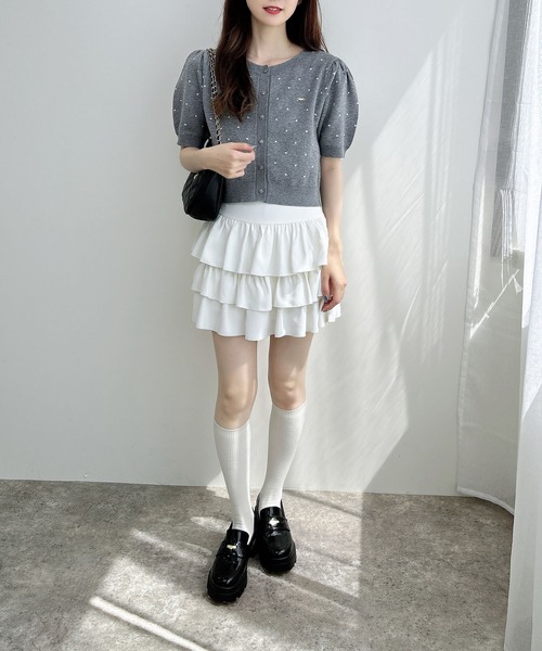 INGNI（イング）の「ドット柄ジャガード半袖ニットカーディガン（カーディガン/ボレロ・レディース・ホワイト×ブラック/グレー系3/ブラック×ホワイト・M）」の18枚目の写真