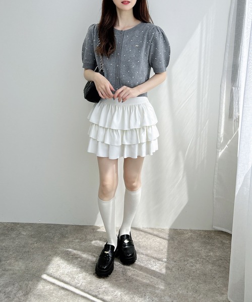 INGNI（イング）の「ドット柄ジャガード半袖ニットカーディガン（カーディガン/ボレロ・レディース・ホワイト×ブラック/グレー系3/ブラック×ホワイト・M）」の17枚目の写真