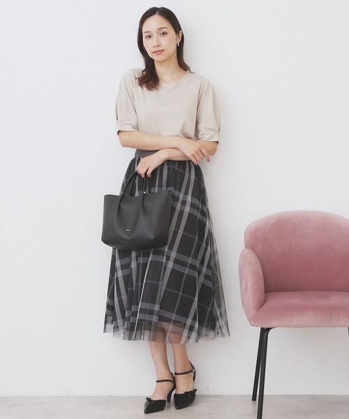 index（インデックス）の「パフスリーブトップス【洗濯機洗い可】（Tシャツ/カットソー・レディース・ピンク/ネイビー/チャコールグレー/ナチュラル・42/40/38/36）」の9枚目の写真