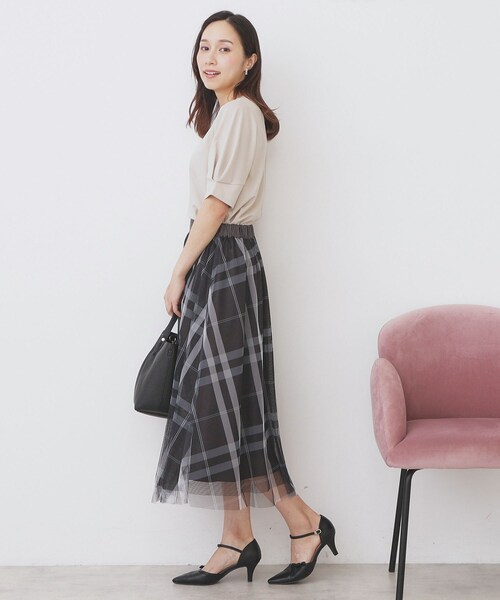 index（インデックス）の「パフスリーブトップス【洗濯機洗い可】（Tシャツ/カットソー・レディース・ピンク/ネイビー/チャコールグレー/ナチュラル・42/40/38/36）」の10枚目の写真
