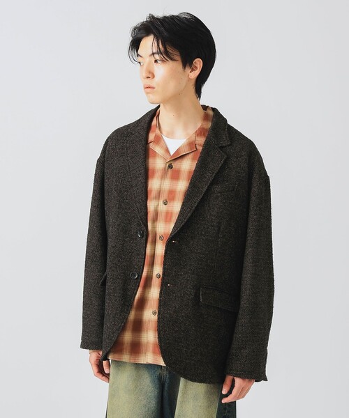 BEAMS HEART(ビームスハート)の「ルーズフィット ツイード ジャケット/Loose-Fit Tweed Jacket【ユニセックス・オーバーサイズ・ヴィンテージライク】(テーラードジャケット・メンズ・ブラウン/ブラック・SMALL/MEDIUM/LARGE)」の11枚目の写真