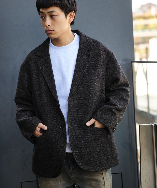 BEAMS HEART(ビームスハート)の「ルーズフィット ツイード ジャケット/Loose-Fit Tweed Jacket【ユニセックス・オーバーサイズ・ヴィンテージライク】(テーラードジャケット・メンズ・ブラウン/ブラック・SMALL/MEDIUM/LARGE)」の2枚目の写真