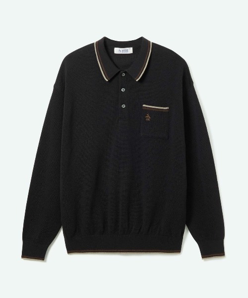 penguin BY MUNSINGWEAR(ペンギン バイ マンシングウェア)の「CLASSIC POLO SWEATER 鹿の子セーター ゴルフウェア(ニット/セーター・メンズ・ブラック・M/L/XL)」の1枚目の写真