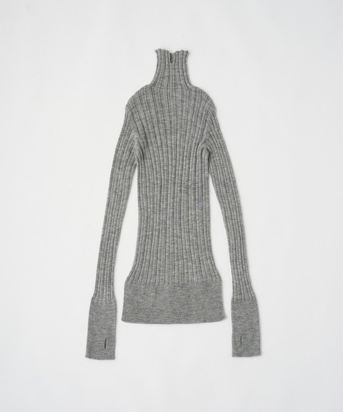 UNFIL（アンフィル）の「UNFIL アンフィル / royal baby alpaca random ribbed-knit high-neck P/O ロイヤルベビーアルパカランダムリブニットハイネックプルオーバー / WVFL-UW106（ニット/セーター・レディース・ミント/ブラック/アイボリー/ブルー/グレー・1）」の4枚目の写真