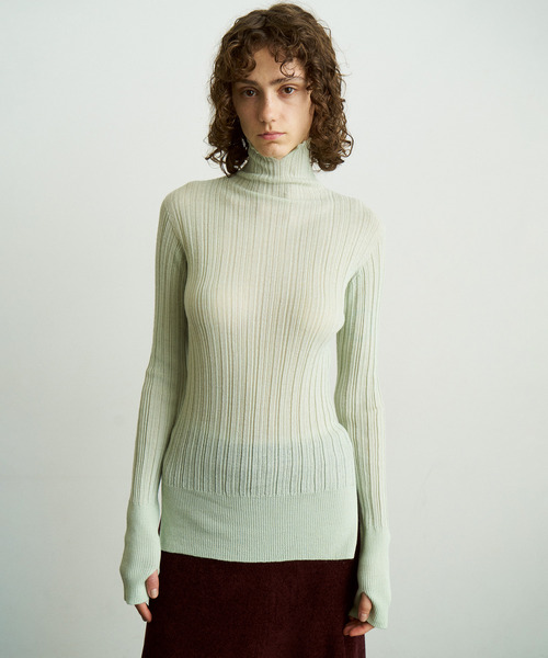 UNFIL アンフィル / royal baby alpaca random ribbed-knit high-neck