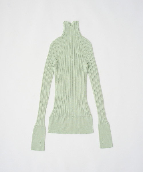 UNFIL（アンフィル）の「UNFIL アンフィル / royal baby alpaca random ribbed-knit high-neck P/O ロイヤルベビーアルパカランダムリブニットハイネックプルオーバー / WVFL-UW106（ニット/セーター・レディース・ミント/ブラック/アイボリー/ブルー/グレー・1）」の6枚目の写真