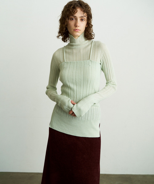 UNFIL（アンフィル）の「UNFIL アンフィル / royal baby alpaca random ribbed-knit high-neck P/O ロイヤルベビーアルパカランダムリブニットハイネックプルオーバー / WVFL-UW106（ニット/セーター・レディース・ミント/ブラック/アイボリー/ブルー/グレー・1）」の8枚目の写真