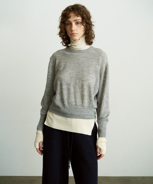 UNFIL アンフィル / royal baby alpaca random ribbed-knit high-neck