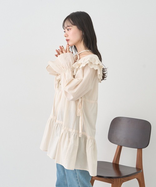 earth music&ecology（アースミュージックアンドエコロジー）の「サイドリボンラッフルミニワンピース（ワンピース・レディース・ホワイト系その他2/オフホワイト/ブラック・FREE）」の22枚目の写真