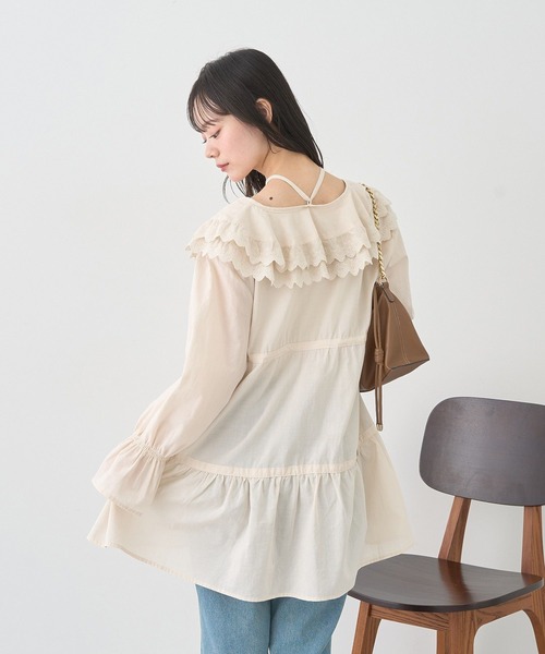 earth music&ecology（アースミュージックアンドエコロジー）の「サイドリボンラッフルミニワンピース（ワンピース・レディース・ホワイト系その他2/オフホワイト/ブラック・FREE）」の21枚目の写真