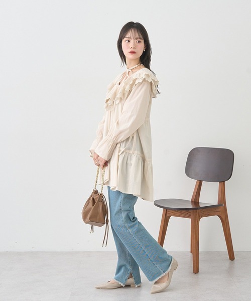 セール】サイドリボンラッフルミニワンピース（ワンピース）｜earth