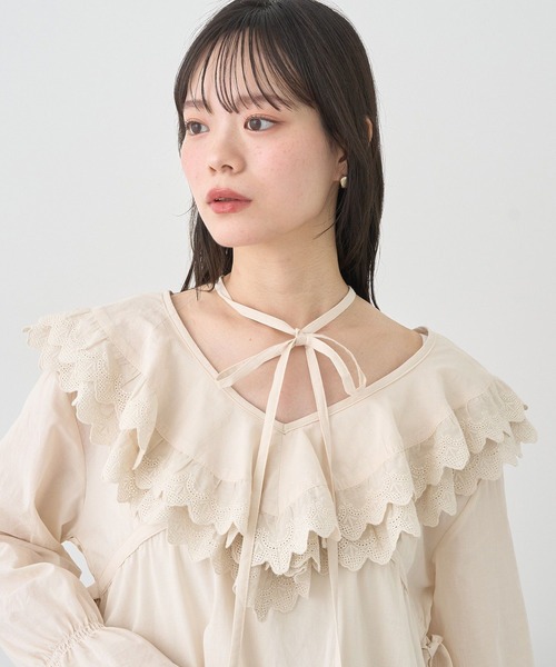 earth music&ecology（アースミュージックアンドエコロジー）の「サイドリボンラッフルミニワンピース（ワンピース・レディース・ホワイト系その他2/オフホワイト/ブラック・FREE）」の16枚目の写真