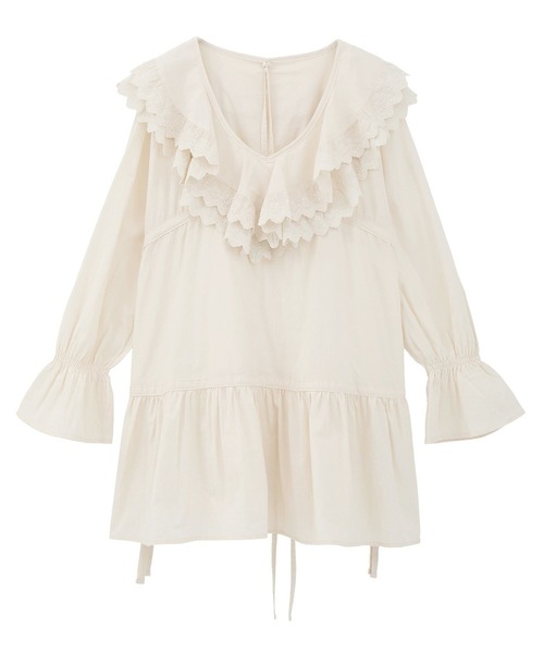 earth music&ecology（アースミュージックアンドエコロジー）の「サイドリボンラッフルミニワンピース（ワンピース・レディース・ホワイト系その他2/オフホワイト/ブラック・FREE）」の14枚目の写真