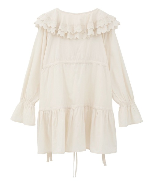 earth music&ecology（アースミュージックアンドエコロジー）の「サイドリボンラッフルミニワンピース（ワンピース・レディース・ホワイト系その他2/オフホワイト/ブラック・FREE）」の13枚目の写真