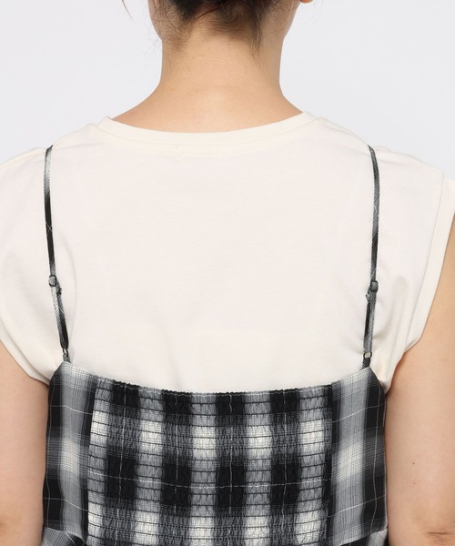 LOWRYS FARM（ローリーズファーム）の「イレヘムキリカエキャミワンピース　587916（ワンピース・レディース・ブラウン/グレー/ブラウン系その他・FREE）」の5枚目の写真