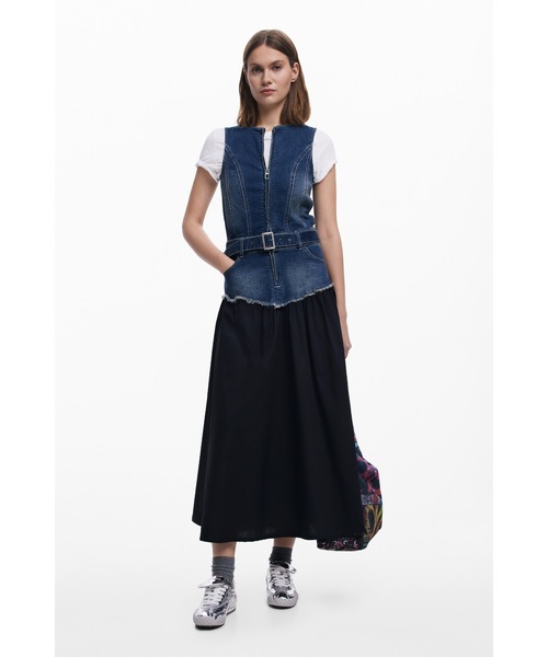 デニムディテール ノースリーブミディドレス（ワンピース）｜Desigual 