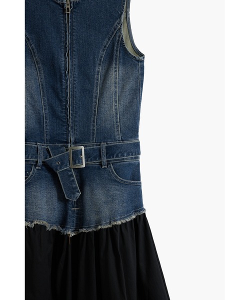 デニムディテール ノースリーブミディドレス（ワンピース）｜Desigual 