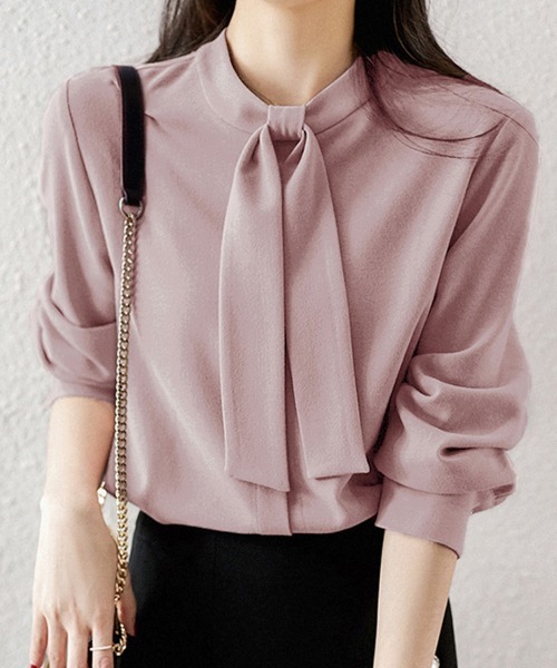 ONEP STAR（ワンピスター）の「スカーフカラーボウタイブラウス（シャツ/ブラウス・レディース・ピンク/ブルー/ブラック/ホワイト・LARGE/MEDIUM）」の4枚目の写真