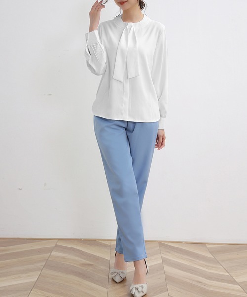 ONEP STAR（ワンピスター）の「スカーフカラーボウタイブラウス（シャツ/ブラウス・レディース・ピンク/ブルー/ブラック/ホワイト・LARGE/MEDIUM）」の14枚目の写真