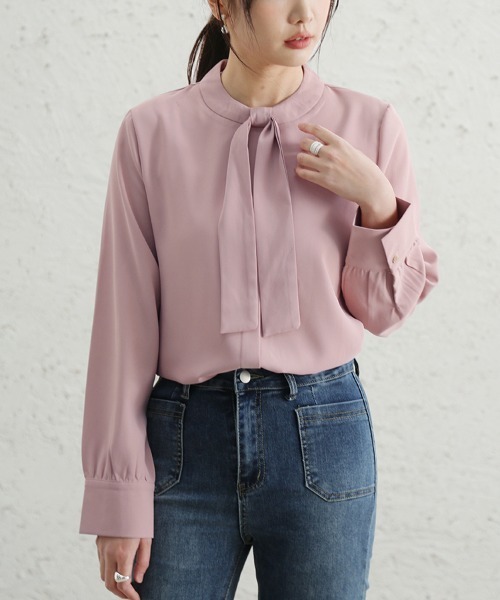 ONEP STAR（ワンピスター）の「スカーフカラーボウタイブラウス（シャツ/ブラウス・レディース・ピンク/ブルー/ブラック/ホワイト・LARGE/MEDIUM）」の17枚目の写真